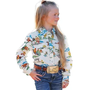 Cruel Denim Girls' Desert Print Long Sleeve Snap Shirt