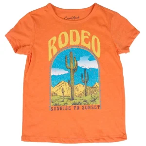 Cruel Denim Girl's Orange Rodeo Cactus Graphic Tee Shirt