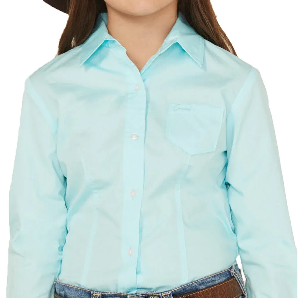 Cruel Denim Girl's Solid Turquoise Long Sleeve Shirt - Image 2