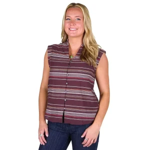 Cruel Denim Women's Brown Dobby Stripe Ruffle Top