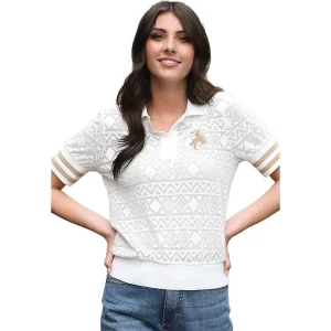 Cruel Denim Women's White Lace Polo