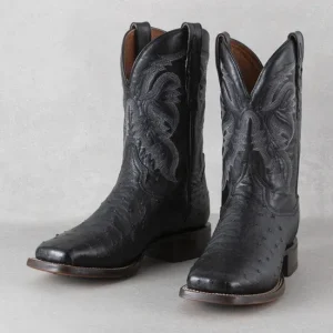 Dan Post Black Alamosa Full Quill Ostrich Boots