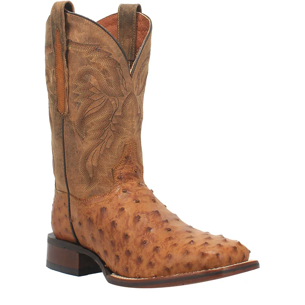 Dan Post Men's Alamosa Saddle Tan Full Quill Ostrich Boots