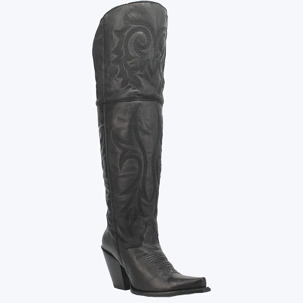 Dan Post Women's Black Jilted Knee High Boots