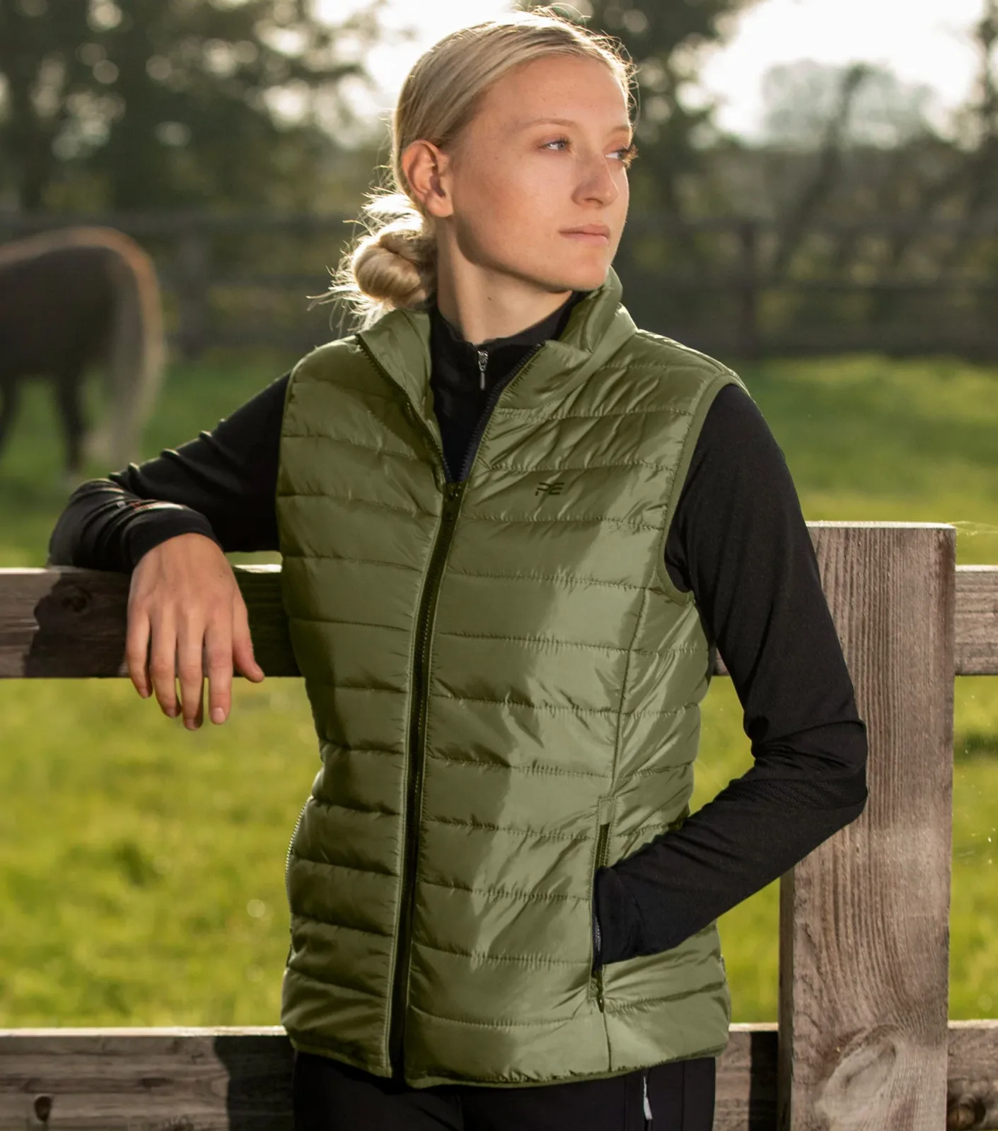 Dante Ladies Riding Gilet Olive - Image 2