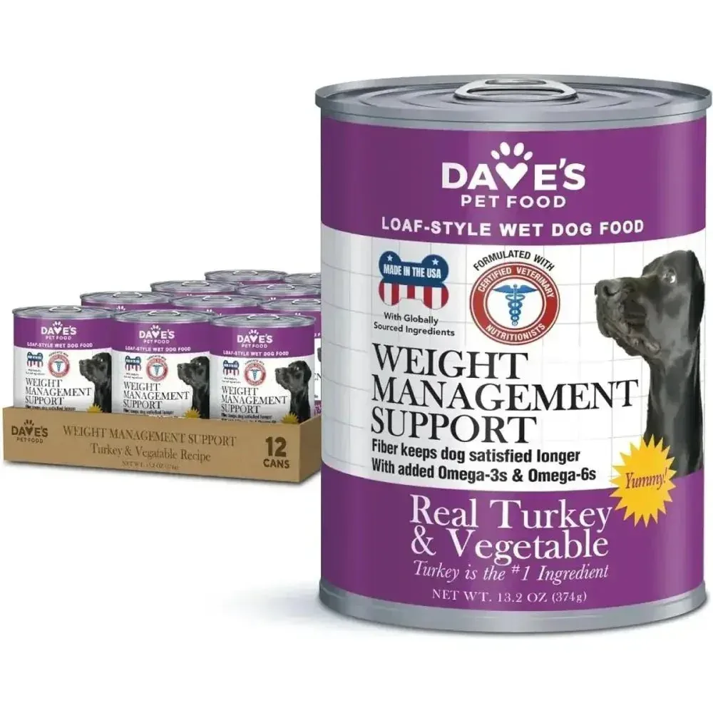 Dave's Pet Food Weight Management Turkey & Vegetables Recipe Pate Wet Dog Food 12ea/13 oz