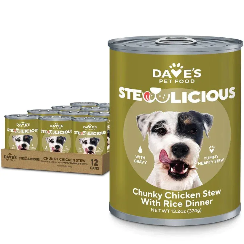 Dave's Stewlicious Chunky Chicken and Rice Stew Dog Food 12ea/13.2 oz