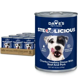 Dave's Stewlicious Chunky Cowboy Dinner with Beef and Pork Dogs Food 12ea/13.2 oz