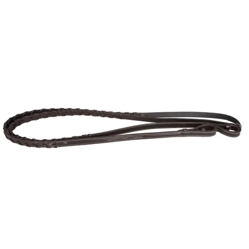 Davinci Fancy Raised Laced Reins Dark Brown 5/8In - Image 2