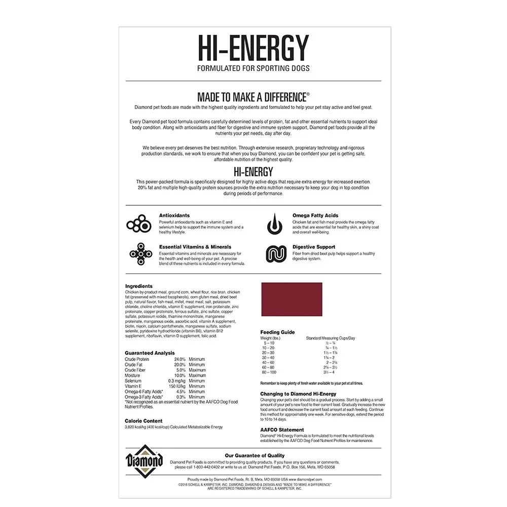 Diamond Pet-Nws Hi Energy Sport 50lb Bag Dog Food 7419810050 - Image 2