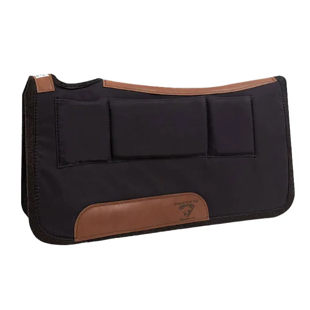 Diamond Wool Pad Company 30x30 Black Square Contoured 1in Shim Saddle Pad