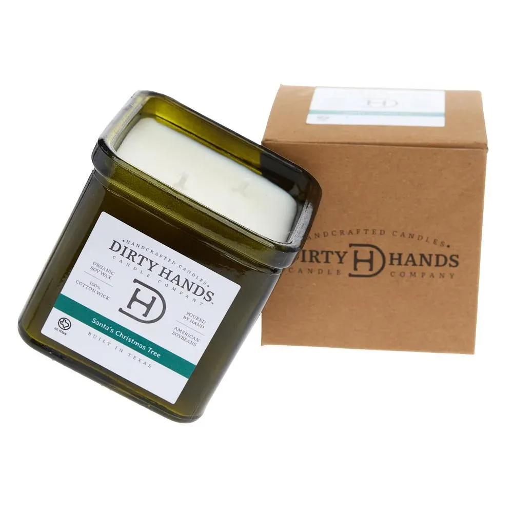 Dirty Hands Candle Company 9oz Santa Christmas Tree Square Candle