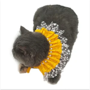 Dogobow Pearl Neck Tutu for Dogs and Cats (Yellow) (Get a Bow Free)