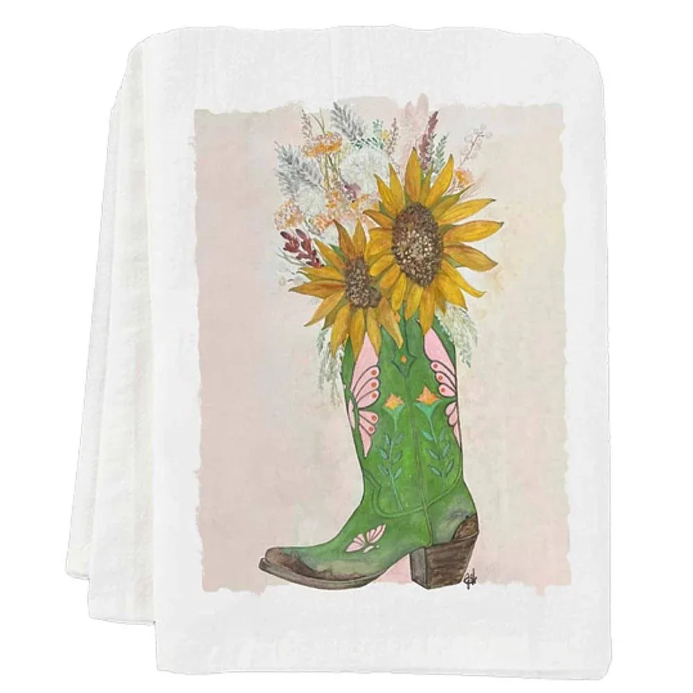Dolly Estelle Flowers To Boot Tea Towel