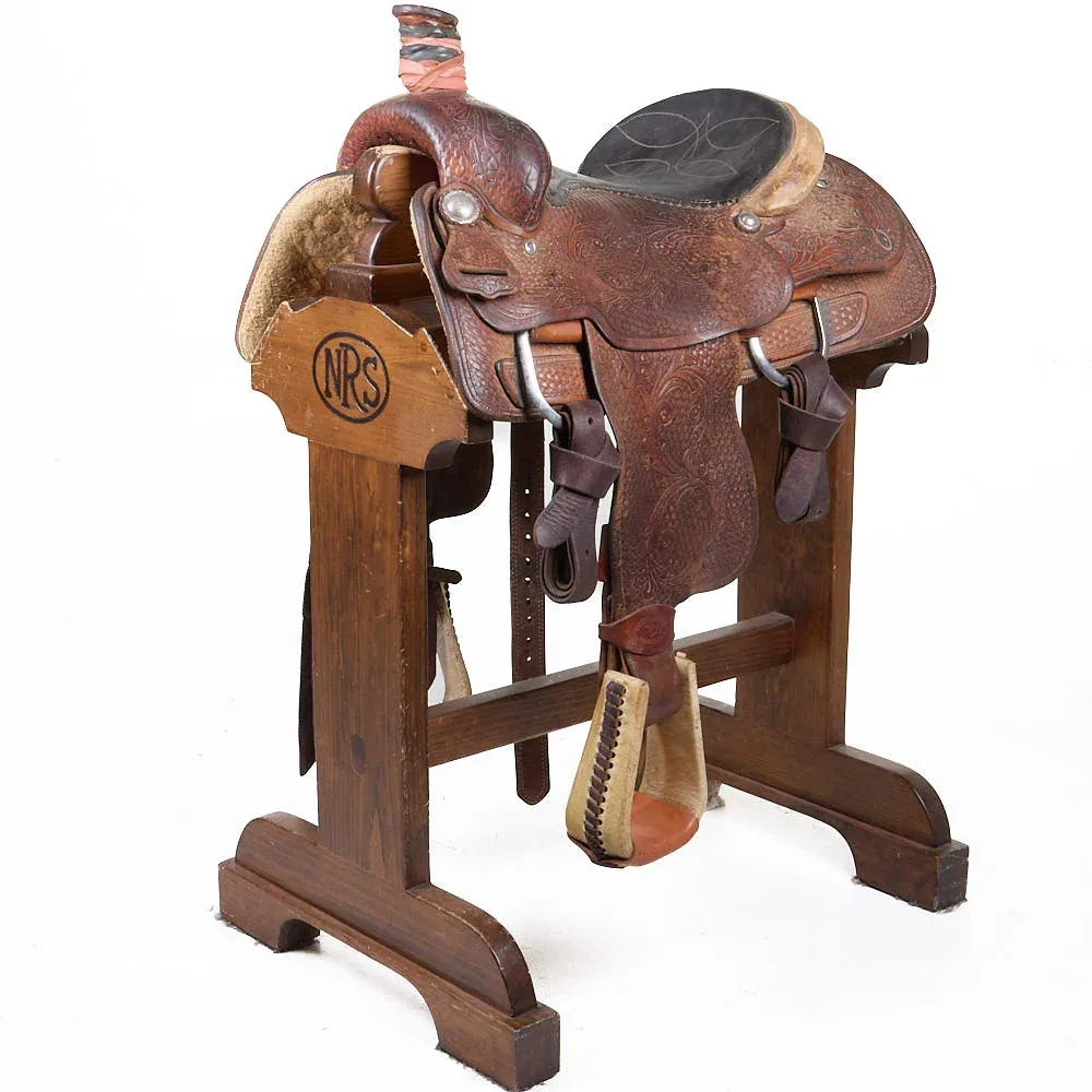 Double J Saddlery Used 14.5in Basket Stamp Oak and Acorn Team Roper