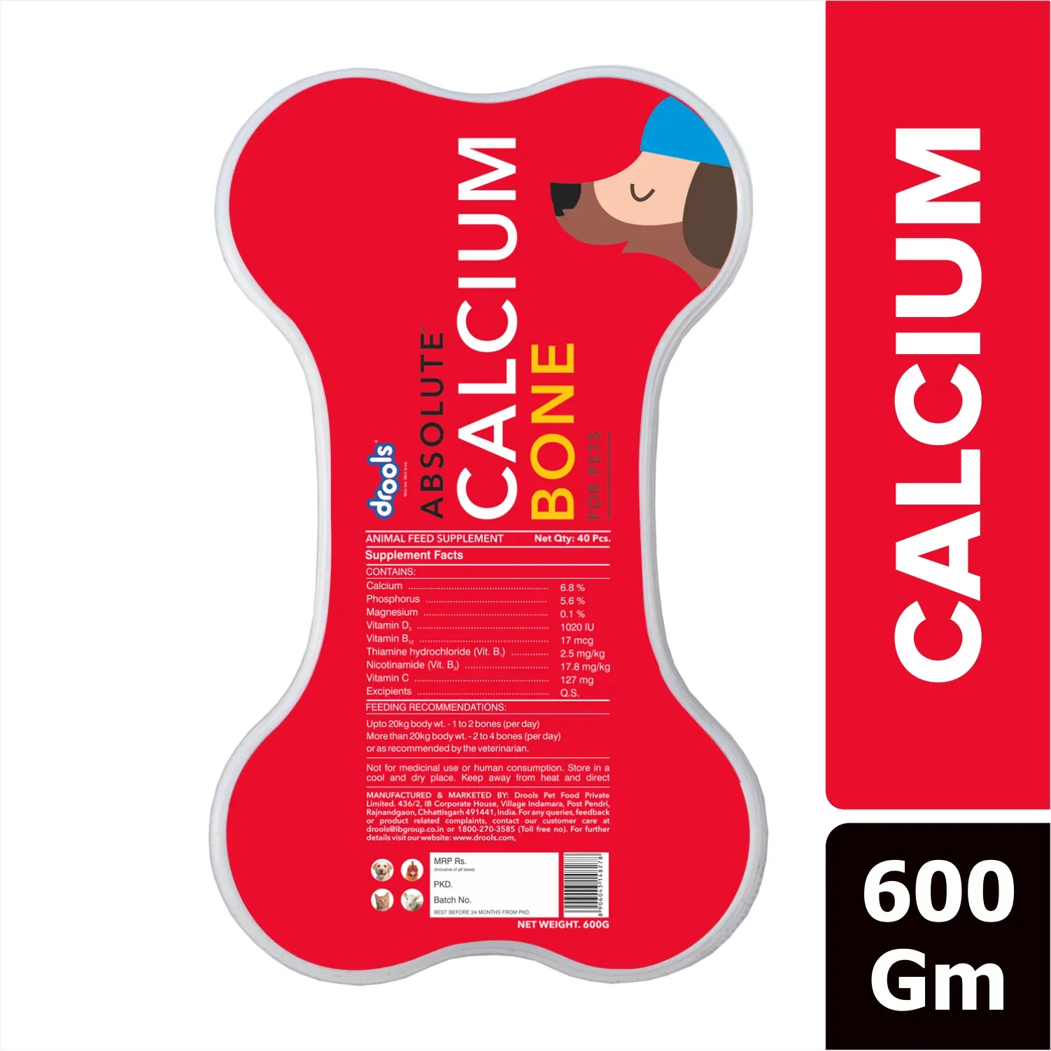 Drools Absolute Calcium Bones (Jar), Kennel Kitchen Chicken Flaxseed Stick Dogs Treat Combo - Image 2