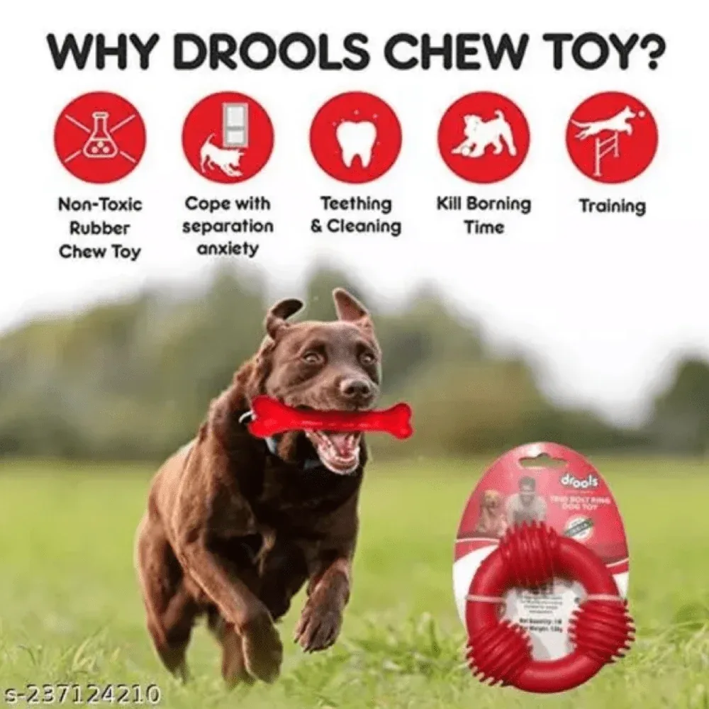 Drools Non Toxic Rubber Trio Bolt Ring Toy for Dogs - Image 2