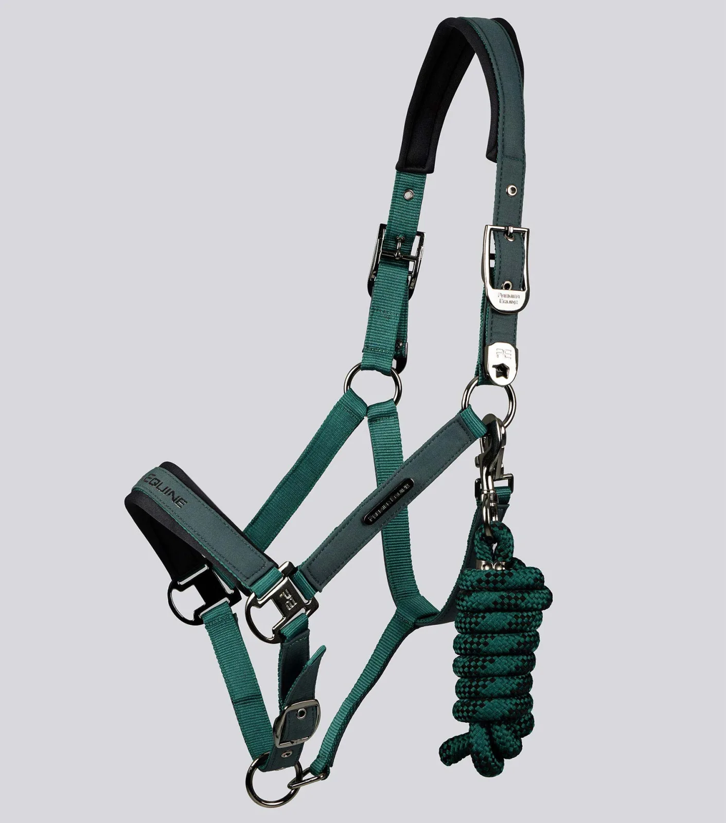 Duco Padded Head Collar with Lead Rope Green - Image 2