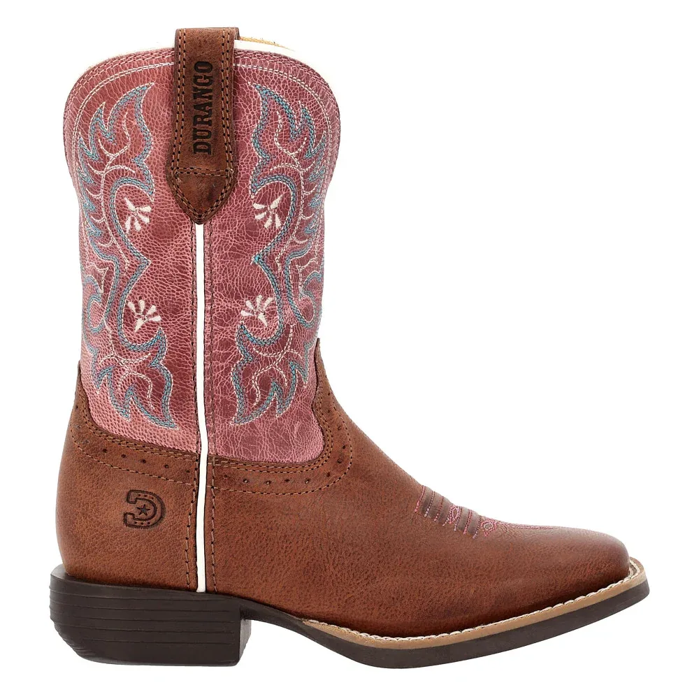 Durango Boots Children`s Shyloh Rusty Brown with Dusty Rose Shaft Square Toe Boot - Image 2