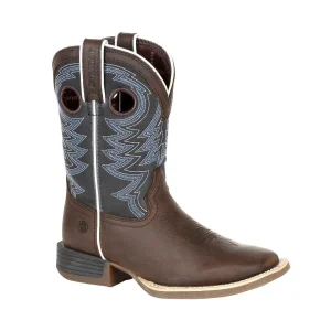 Durango Boots Kid's Lil`Rebel Pro Belgian Brown Vamp 8in Demin Blue Top
