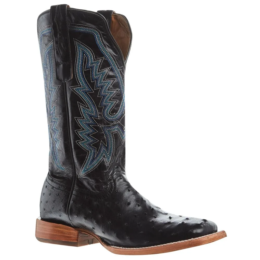 Durango Boots Mens PRCA Black Full Quill Ostrich 13in Midnight Top