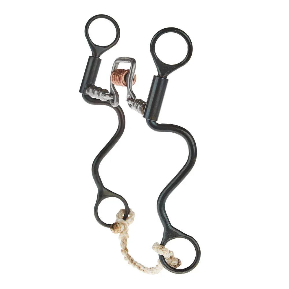 Dutton Bits 8in Cheek Smooth Square Port Copper Rings Bit with Solid Bead Mouth Piece - Image 2