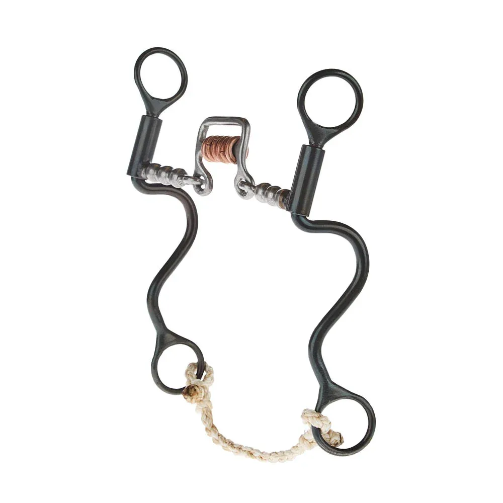 Dutton Bits 8in Cheek Smooth Square Port Copper Rings Bit with Solid Bead Mouth Piece