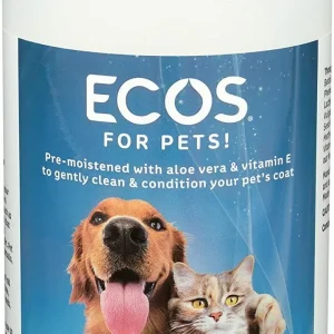 Earth Friendly ECOS Pet Grooming Wipes Pre-Moistened Towels for Cats and Dogs - 70 Count