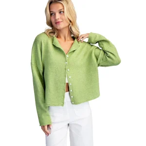 Ee Some Women's Avocado Button Down Cardigan