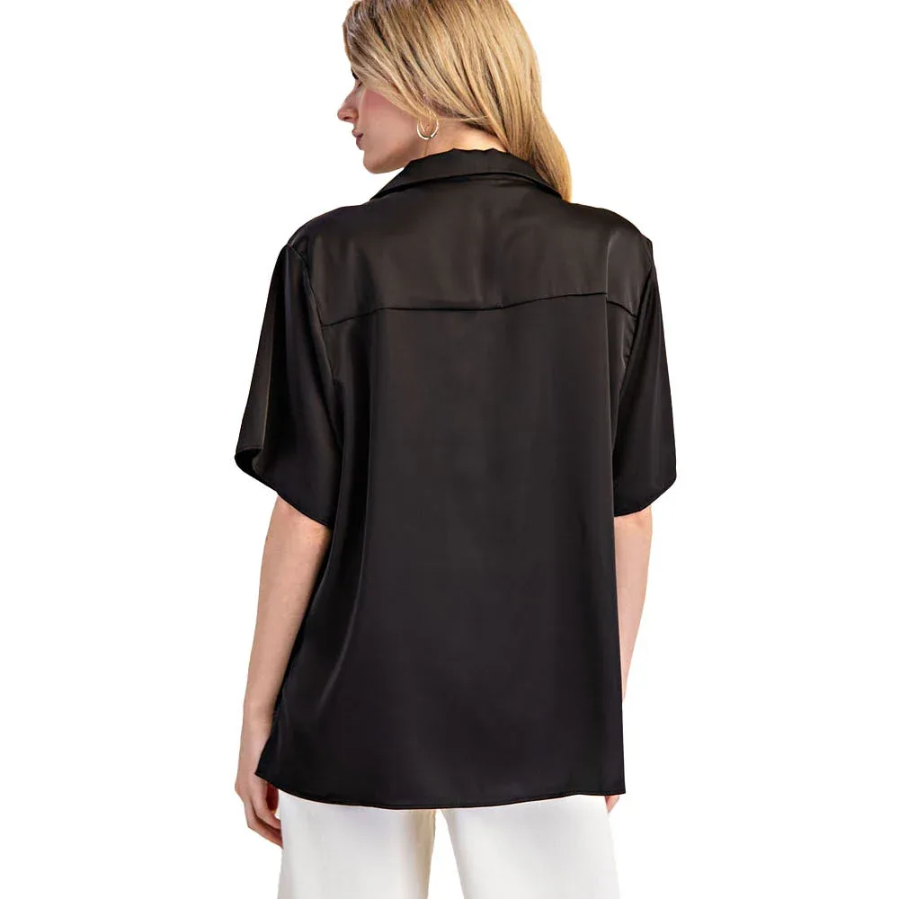 Ee Some Women's Black Satin Top - Image 2