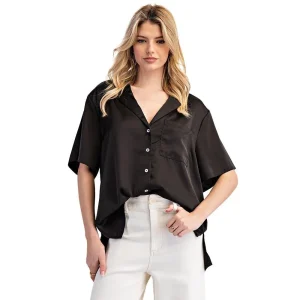 Ee Some Women's Black Satin Top