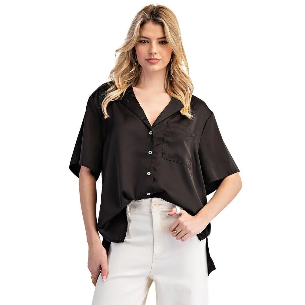 Ee Some Women's Black Satin Top