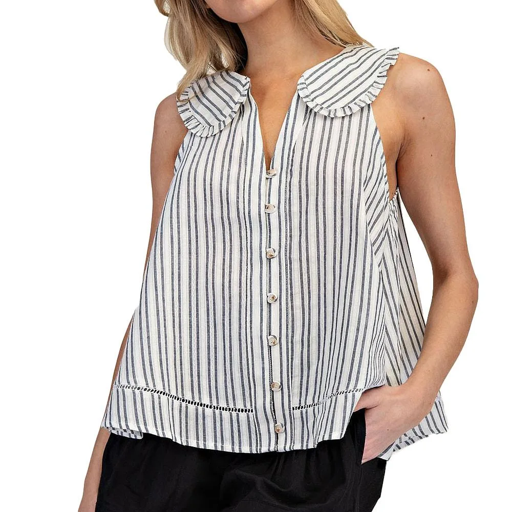 Ee Some Women's Black Stripe Sleeveless Top