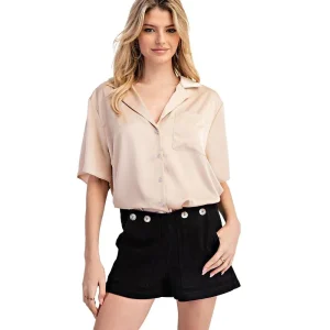 Ee Some Women's Champagne Satin Top