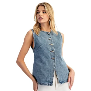 Ee Some Women's Denim Vest Top