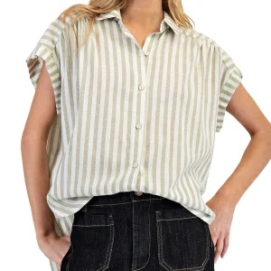 Ee Some Womens Desert Sage Stripe Top