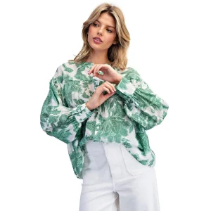 Ee Some Women's Emerald Floral Print Top