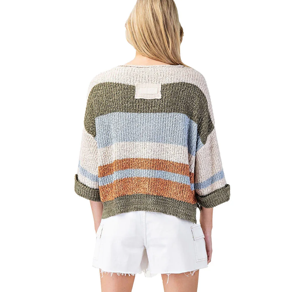 Ee Some Womens Fern Large Strip Sweater - Image 2
