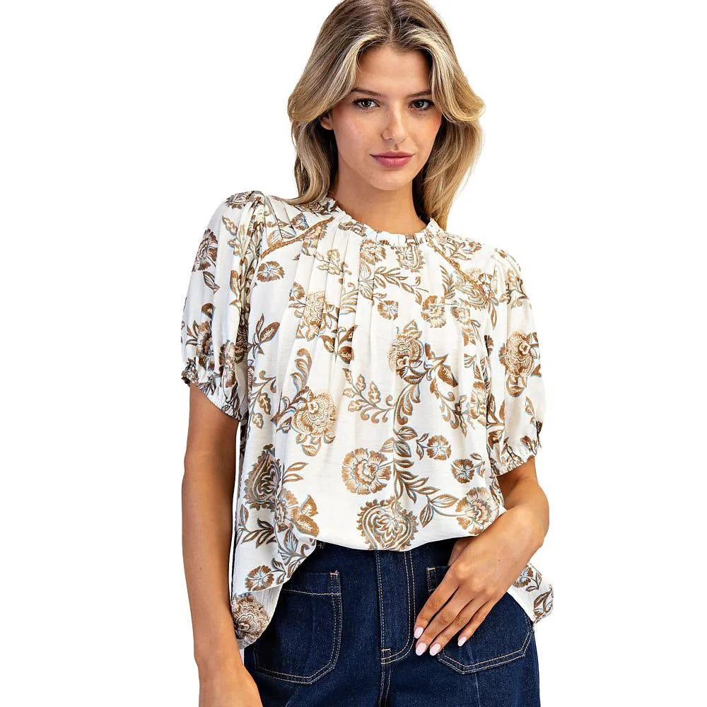 Ee Some Women's Rustic Garden Floral Print Top