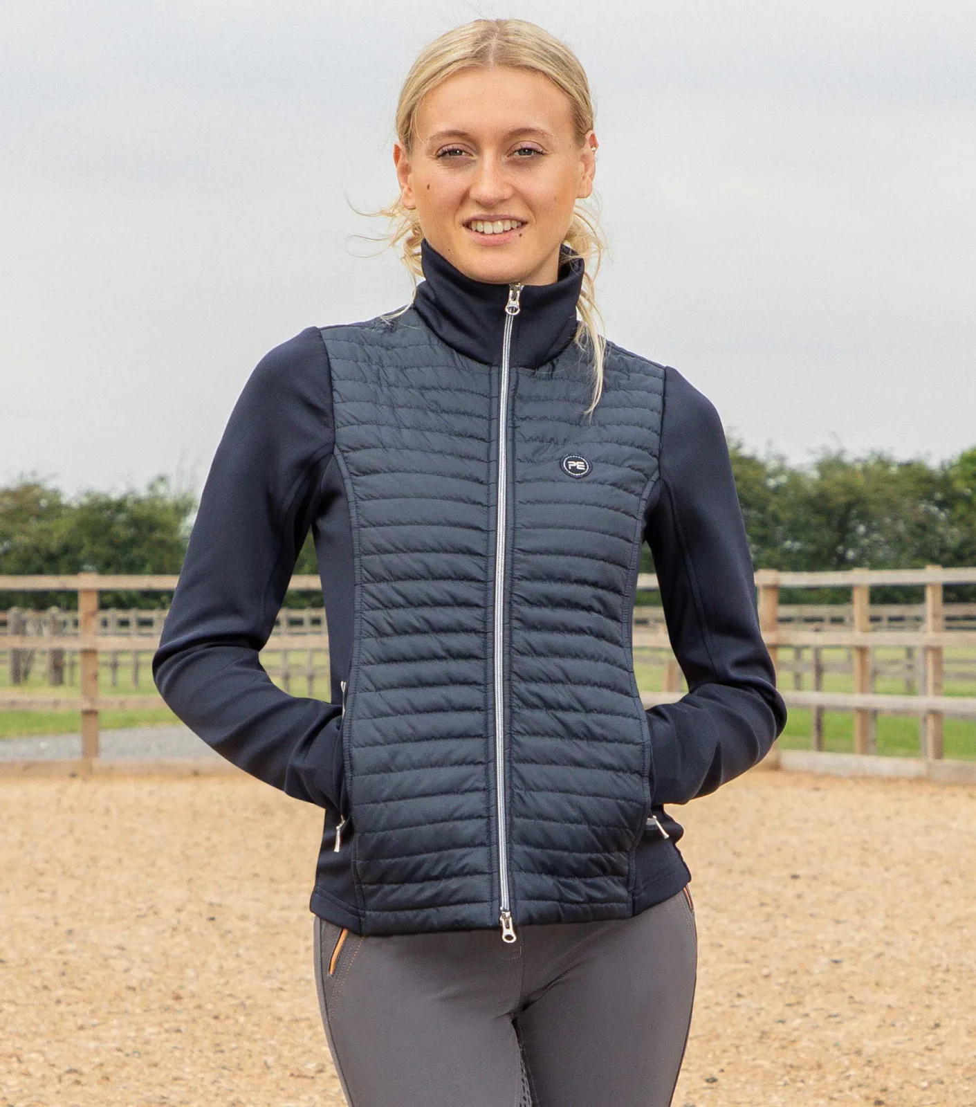 Elena Ladies Hybrid Technical Riding Jacket Navy - Image 2