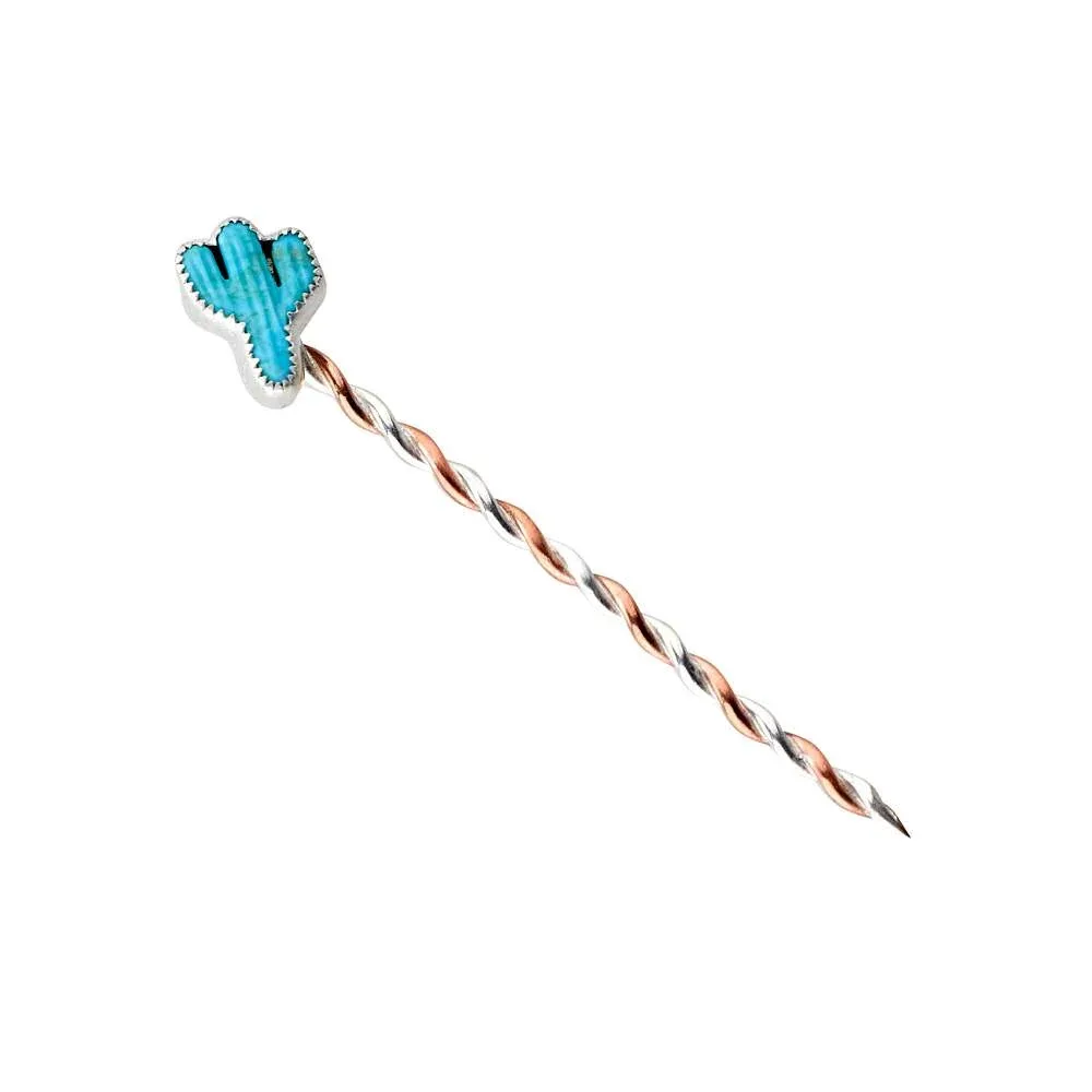 Eliz Jeffery Silversmith T5 Cacti Turquoise Toothpick and Hat Accessory - Image 2