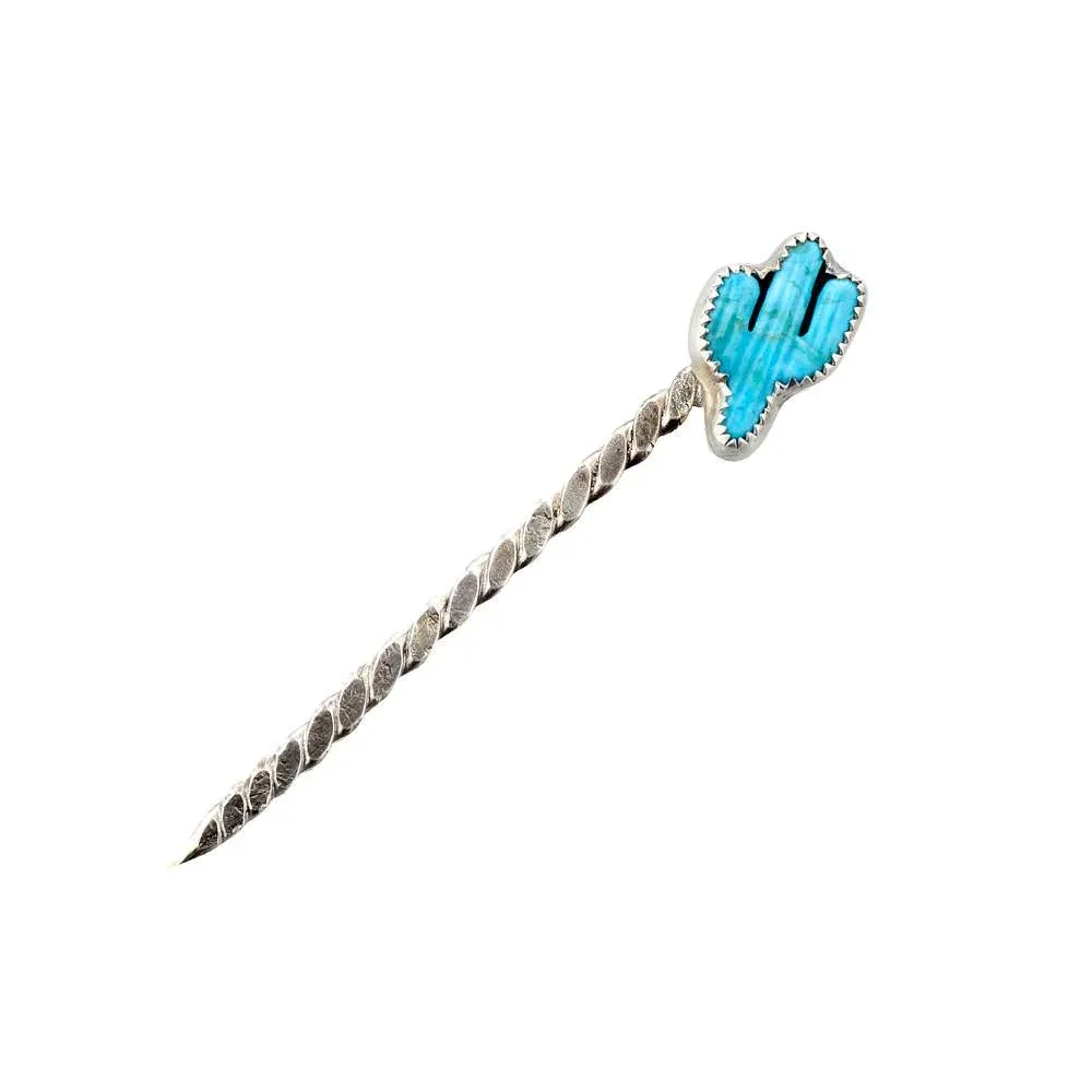 Eliz Jeffery Silversmith T5 Cacti Turquoise Toothpick and Hat Accessory