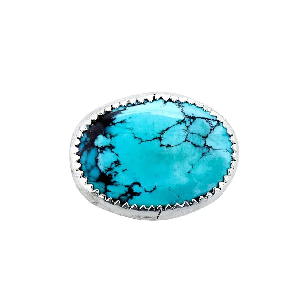 Eliz Jeffery Silversmith T5 Turquoise Hat Slide - Image 2