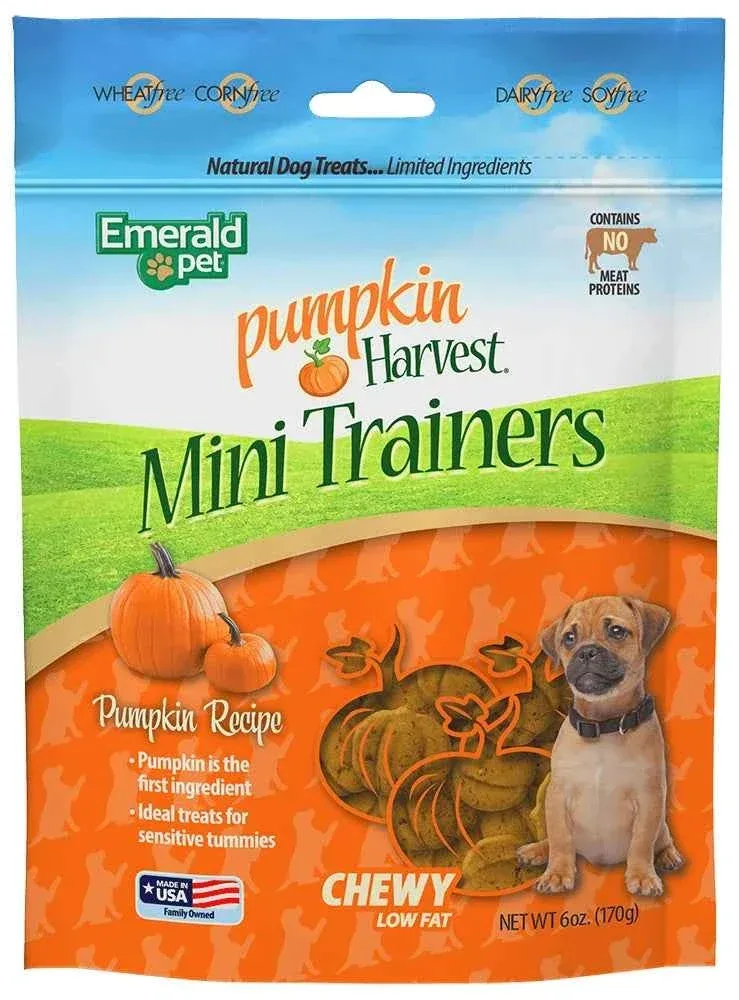 Emerald Pet Pumpkin Harvest Dog Treats Mini Trainers Soft & Chewy 6 oz