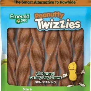 Emerald Pet Twizzies Dog Chews – Natural Lasting Chews for Dogs (6 Count, 6-in)
