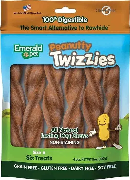Emerald Pet Twizzies Dog Chews – Natural Lasting Chews for Dogs (6 Count, 6-in)