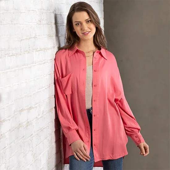 En Merci Country Grace Coral Button Down
