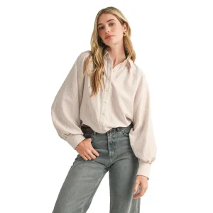En Merci En Wom Pink Blue Stripe Batwing Top