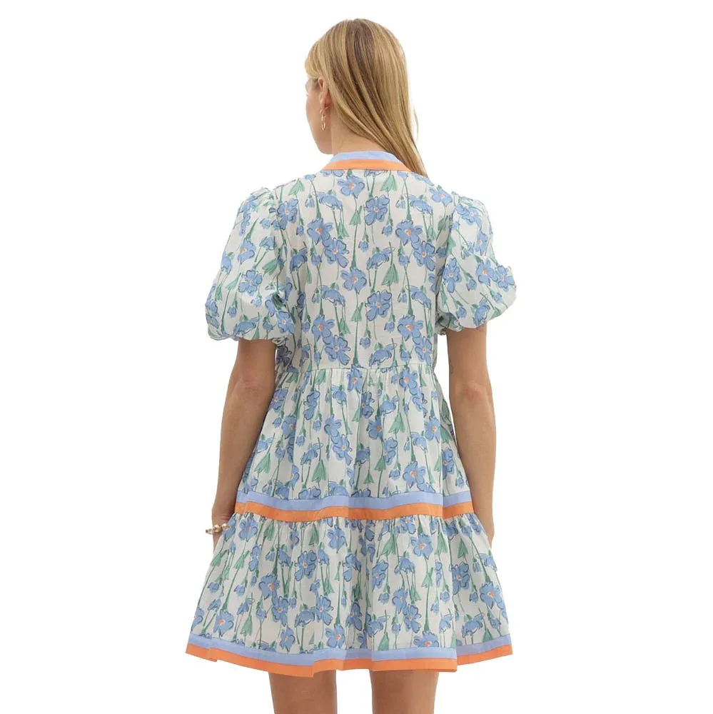 Entro Womens Blue Print Mini Dress - Image 2
