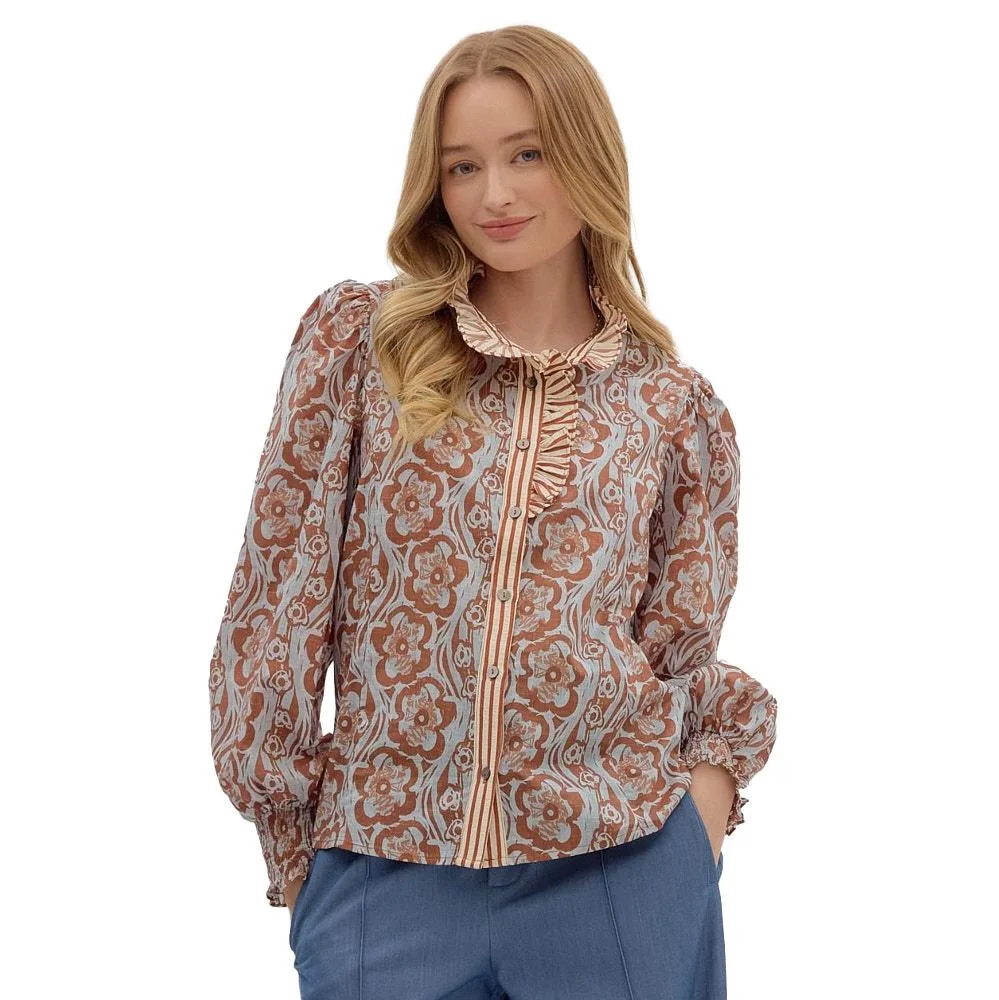 Entro Women's Camel Print Long Sleeve Top